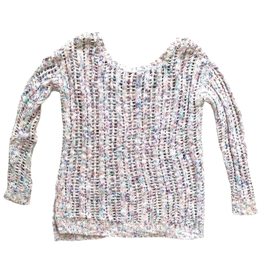 Confetti Colored Knit Sweater with Tie Back